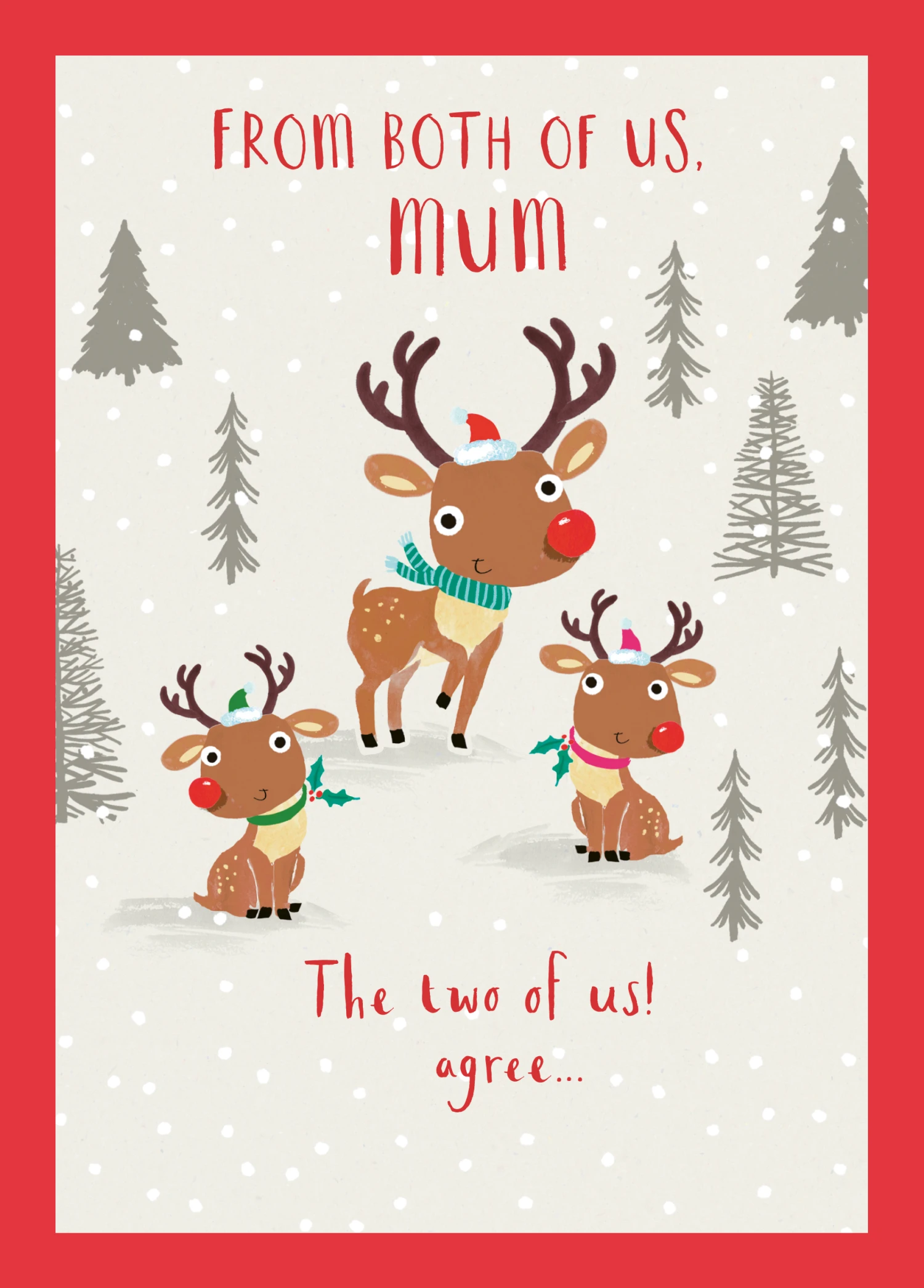 Pod Personalised Mum From Both Of Us Reindeer Christmas Card 1 Pod Personalised Mum From Both Of Us Reindeer Christmas Card