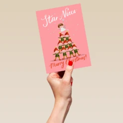 Pod Personalised Elves And Christmas Tree Niece Card -Pod Shop F3100170 hand L