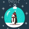 Pod Personalised Niece Penguin Bauble Christmas Card