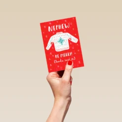 Pod Personalised Merry Christmas Jumper Nephew Christmas Card -Pod Shop F3100172 hand S