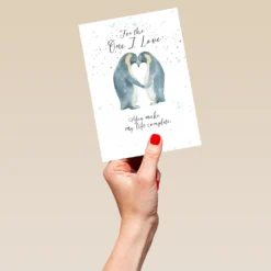 Pod Personalised One I Love Penguin Christmas Card -Pod Shop F3100180 hand L