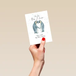 Pod Personalised One I Love Penguin Christmas Card -Pod Shop F3100180 hand S