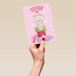 Pod Personalised Cute Presents Christmas Card For Sister -Pod Shop F3100193 hand L