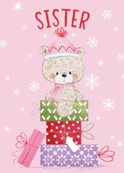 Pod Personalised Cute Presents Christmas Card For Sister
