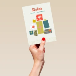 Pod Personalised Christmas Presents Sister Card -Pod Shop F3100194 hand L