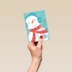 Pod Personalised Son Christmas Card With Snowman -Pod Shop F3100202 hand S