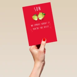 Pod Personalised Son Christmas Sprouts Card -Pod Shop F3100204 hand L