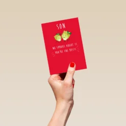 Pod Personalised Son Christmas Sprouts Card -Pod Shop F3100204 hand S