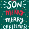Pod Personalised Gold Red And Green Merry Christmas Son Card