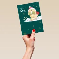 Pod Personalised Cute Forever Friends For Son Christmas Card -Pod Shop F3100206 hand L