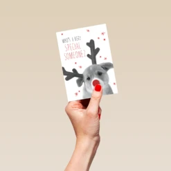 Pod Personalised Cute Reindeer Dog Christmas Card For Someone Special -Pod Shop F3100209 hand S