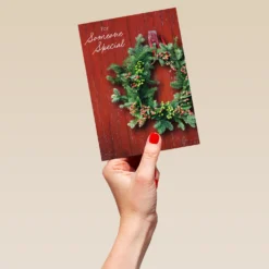 Pod Personalised Someone Special Wreath Christmas Card -Pod Shop F3100211 hand L