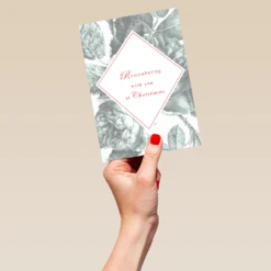 Pod Personalised Irises Remembering And Thinking Christmas Card -Pod Shop F3100219 hand L