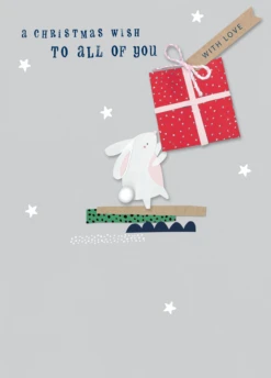 Pod Personalised Cute Rabbit Christmas Card To All Of You