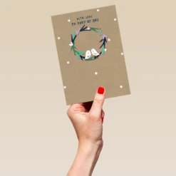 Pod Personalised To Both Wreath Stars & Doves Christmas Card 9 Pod Personalised To Both Wreath Stars & Doves Christmas Card -Pod Shop F3100223 hand L