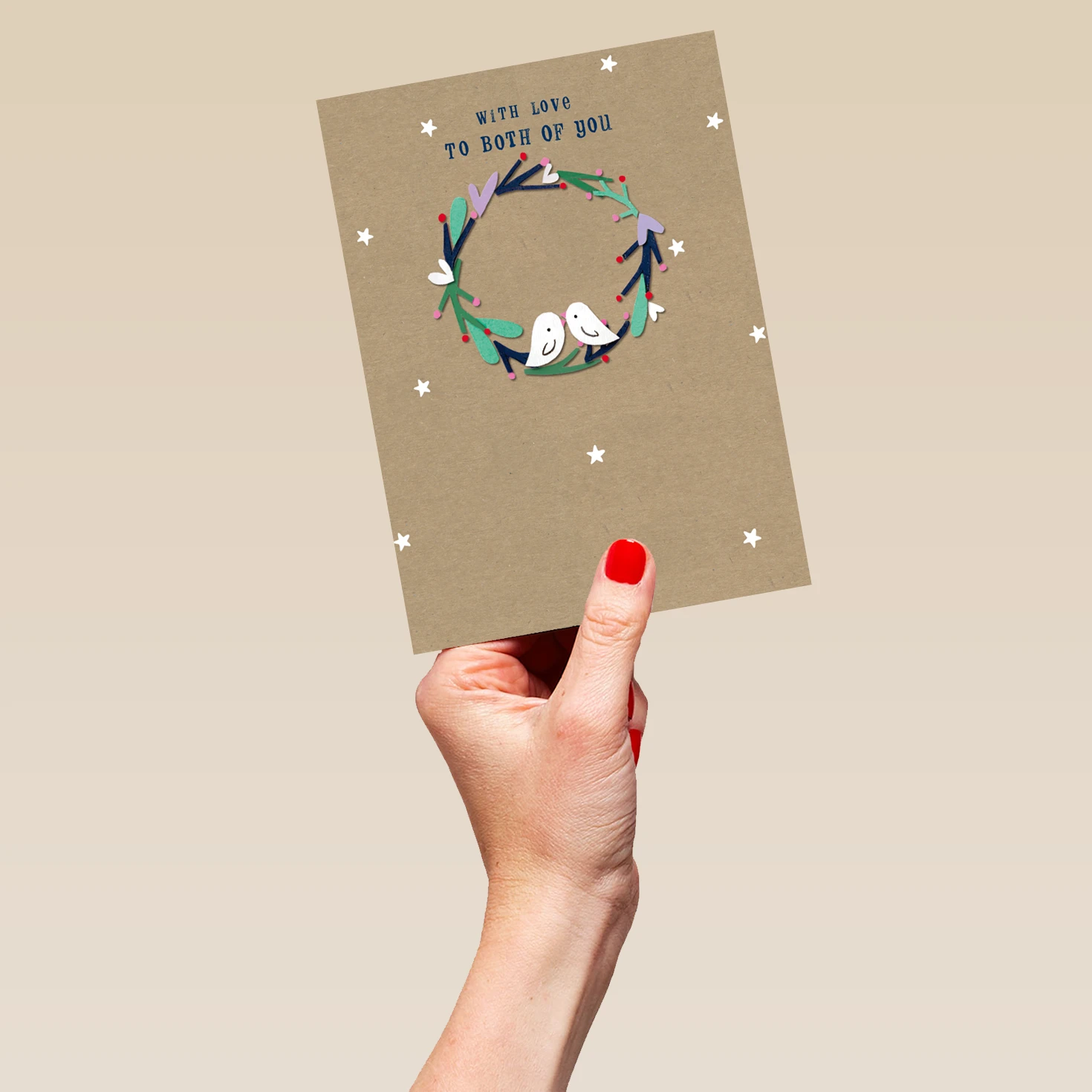 Pod Personalised To Both Wreath Stars & Doves Christmas Card 5 Pod Personalised To Both Wreath Stars & Doves Christmas Card - Image 5