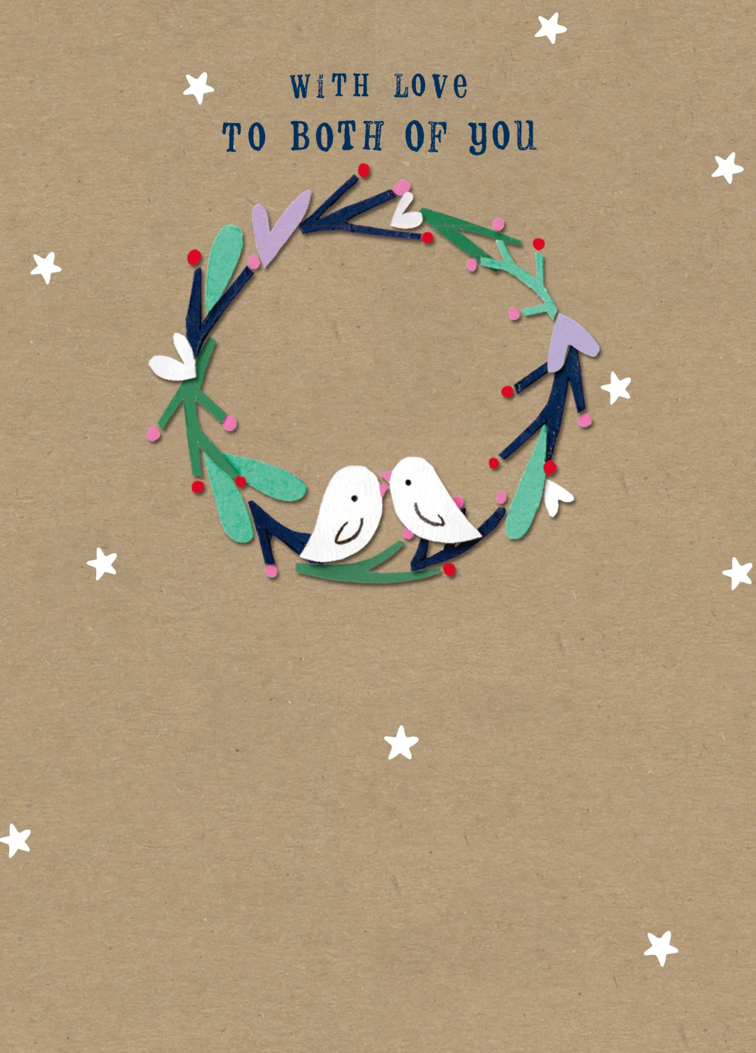 Pod Personalised To Both Wreath Stars & Doves Christmas Card 1 Pod Personalised To Both Wreath Stars & Doves Christmas Card