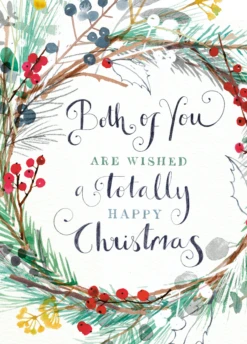 Pod Personalised Winter Wreath Christmas Card To Both