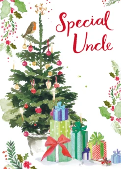 Pod Personalised Tree Christmas Card For Uncle