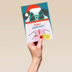 Pod Personalised Dog And Santa Christmas Card -Pod Shop F3100232 hand L