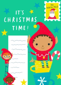 Pod Personalised Cute Elves And Chocolate Christmas Card