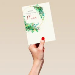 Pod Personalised Mum Christmas Wreath Card 9 Pod Personalised Mum Christmas Wreath Card -Pod Shop F3100237 hand L