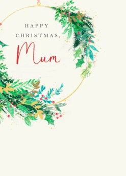 Pod Personalised Mum Christmas Wreath Card