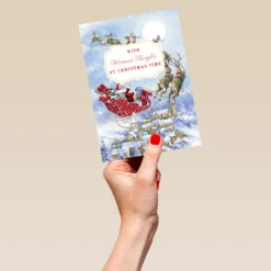 Pod Personalised Santa Reindeer Sleigh Christmas Card -Pod Shop F3100262 hand L