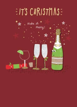 Pod Personalised Merry Christmas Wine Christmas Card