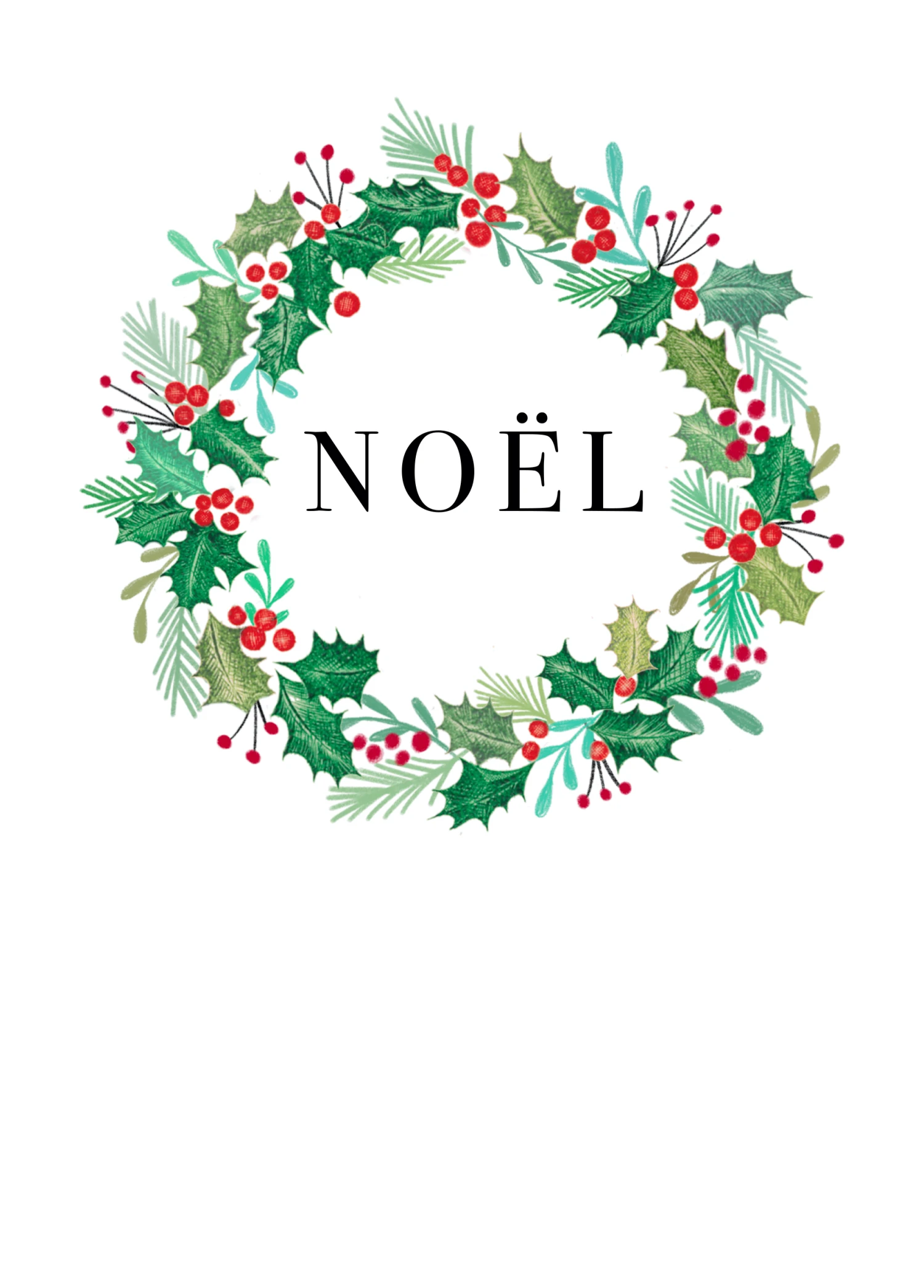 Pod Personalised Noel Wreath Christmas Card 1 Pod Personalised Noel Wreath Christmas Card