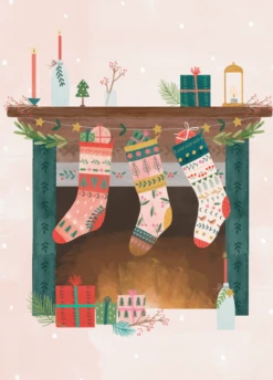 Pod Personalised Chimney And Stockings Christmas Card