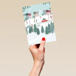 Pod Personalised Christmas Tree Town Card -Pod Shop F3100275 hand L