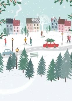 Pod Personalised Christmas Tree Town Card