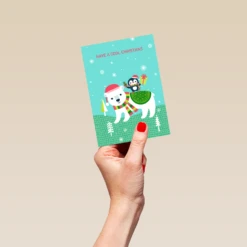 Pod Personalised Cool Bear And Penguin Christmas Card -Pod Shop F3100286 hand S