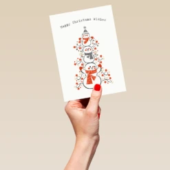 Pod Personalised Snowmen And Tree Christmas Card 9 Pod Personalised Snowmen And Tree Christmas Card -Pod Shop F3100287 hand L