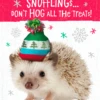 Pod Personalised Hedgehog Season Treats Christmas Card