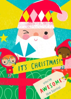 Pod Personalised Santa Awesome Elf Christmas Card