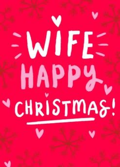 Pod Personalised Red Snowflakes & Hearts Christmas Card For Wife