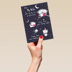 Pod Personalised Wife Cute Owls Christmas Card -Pod Shop F3100299 hand L