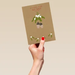Pod Personalised Wife Mistletoe Kisses Christmas Card -Pod Shop F3100301 hand L
