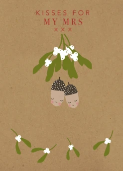 Pod Personalised Wife Mistletoe Kisses Christmas Card