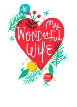 Pod Personalised Wife Festive Red Heart Christmas Card