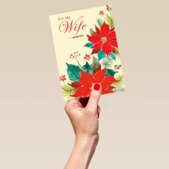 Pod Personalised Red Poinsettia Flowers Christmas Card For Wife -Pod Shop F3100306 hand L