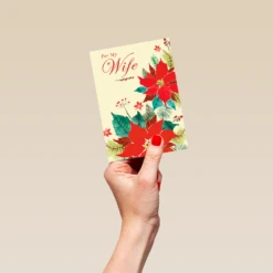 Pod Personalised Red Poinsettia Flowers Christmas Card For Wife -Pod Shop F3100306 hand S