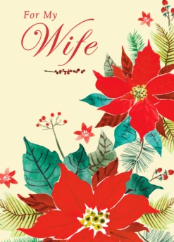 Pod Personalised Red Poinsettia Flowers Christmas Card For Wife