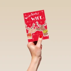 Pod Personalised Wife Reindeers Design Christmas Card -Pod Shop F3100307 hand S