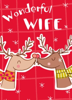 Pod Personalised Wife Reindeers Design Christmas Card
