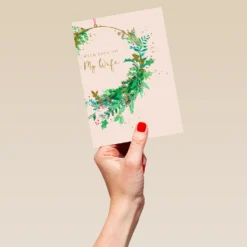 Pod Personalised Wife Wreath Christmas Card -Pod Shop F3100309 hand L