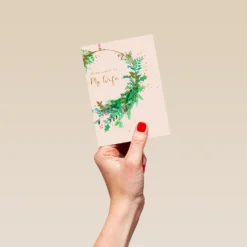 Pod Personalised Wife Wreath Christmas Card -Pod Shop F3100309 hand S