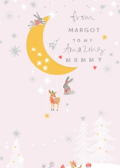 Pod Personalised Mummy Cute Winter Moon Christmas Card
